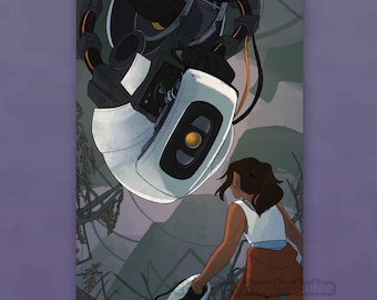 Chell and GLaDOS 4x6 Postcard Print