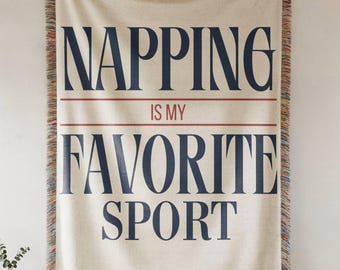 Dormir la siesta es mi deporte favorito, regalo divertido para amantes del sueño, manta tejida, manta para la siesta