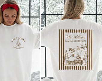 Customized family Christmas sweatshirts with name, Matching Holiday Tees, Comfort colors family matching sweaters