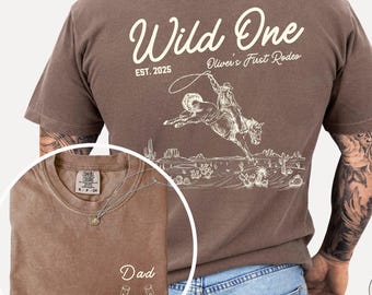 Camiseta de cumpleaños con temática del primer rodeo, camiseta a juego para la familia del oeste, camisa vaquera a rayas