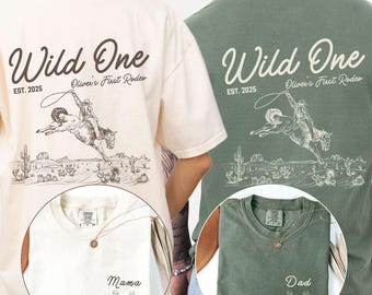 First Rodeo Birthday Shirt, Western Family Matching Tee, striped cowboy shirt