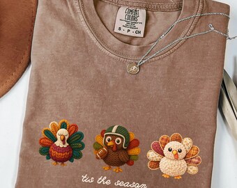 Faux Patchwork Comfort Colors® Football Shirt, Tis the Season Tee for Game Day Shirt, Thanksgiving football game shirt