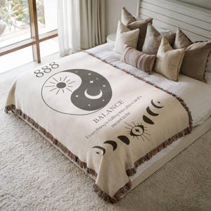 Angel Numbers Tapestry: Celestial Woven Cotton Blanket Bild 3