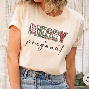 Merry and Pregnant Shirt, Christmas Pregnancy Announcement Shirt, Pregnancy Announcement to Parents, Pregnancy Announcement to Husband
