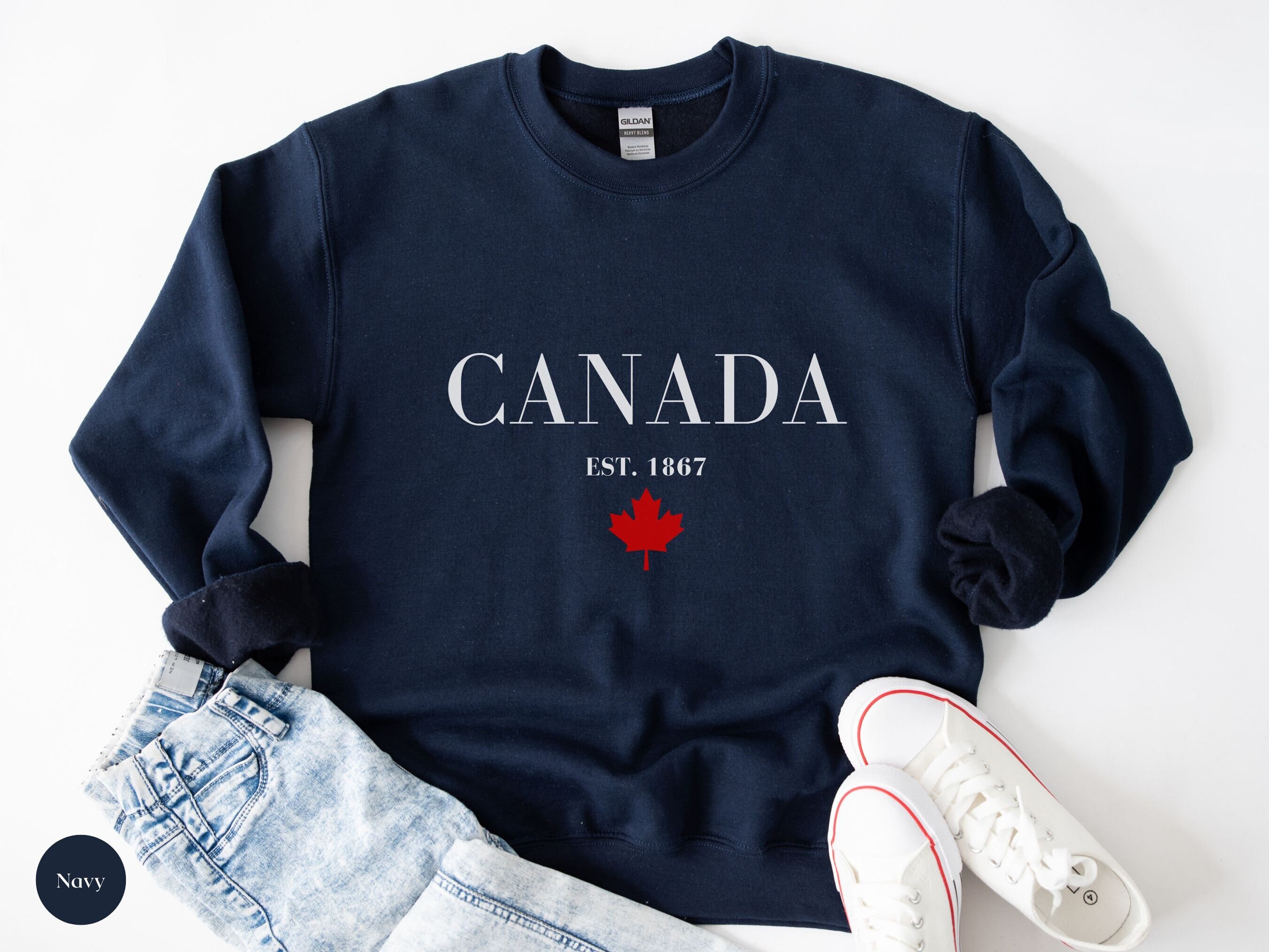 Canada Maple Leaf T-Shirt - Canada Est. 1867 Sport Design Long Sleeve  T-Shirt