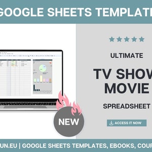 TV Show Movie Spreadsheet - Series & Movies Tracker, Streaming Log, TV Show History, Film Ratings, Personal Movie Library, TV Show Catalog
