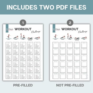 Two printable workout challenge PDFs are included in this product from FAIRUN.