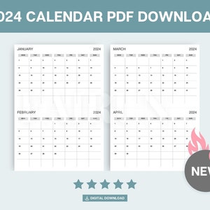 2024 Calendar PDF Download - Monday Start or Sunday Start Options - 2024 Calendar Printable January to December