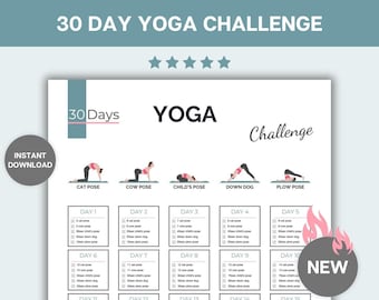 30 Day Yoga Challenge: Printable Transformation Plan (PDF)