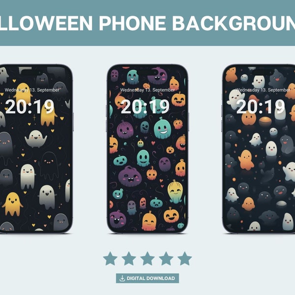 Halloween Phone Backgrounds - Autumn Wallpapers iPhone Set, Cute Fall Smartphone Wallpaper, iPhone Background, Fall & Halloween Themes