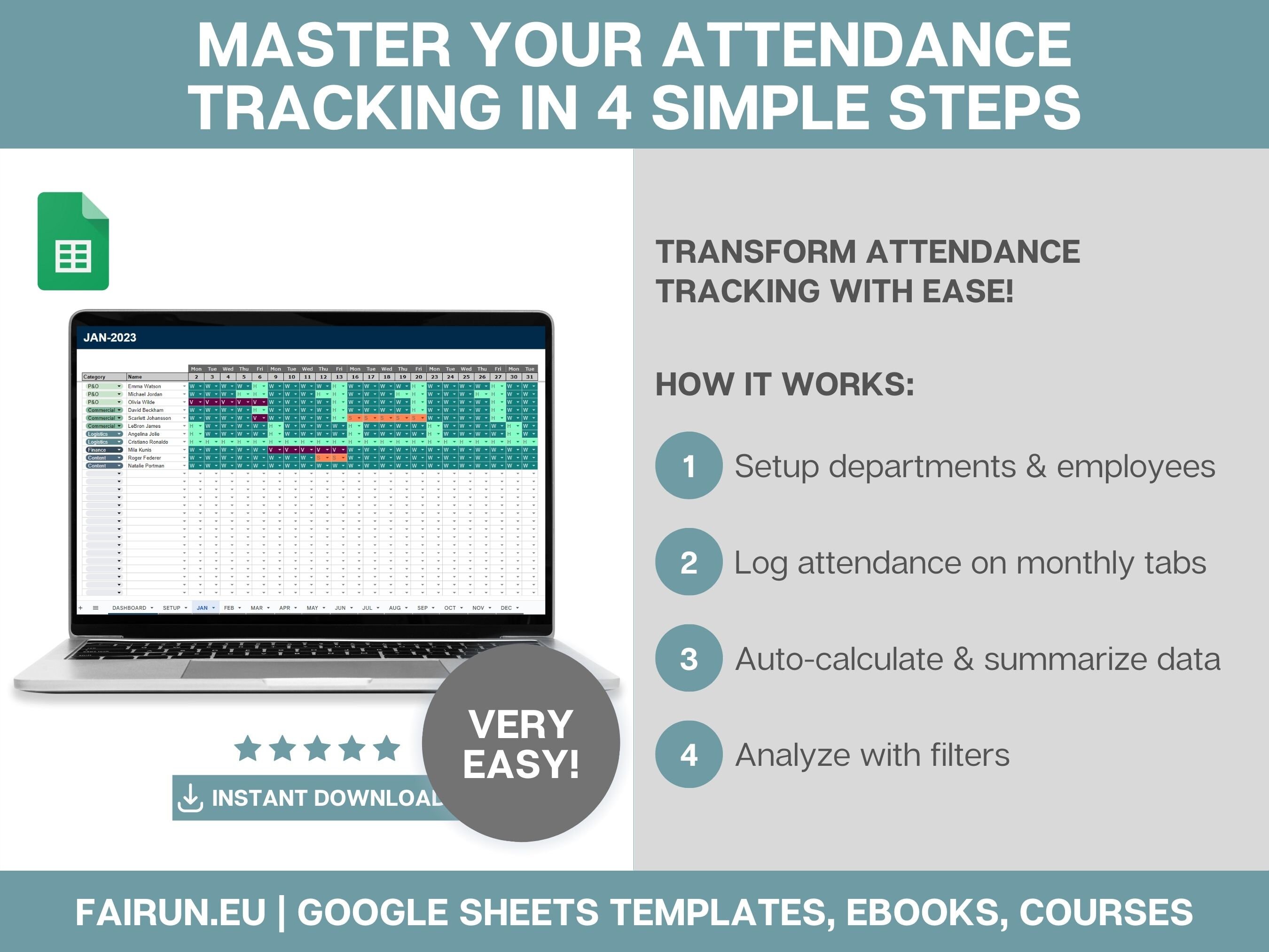 Digital Attendance Tracker: Google Sheets Template (digital Download ...