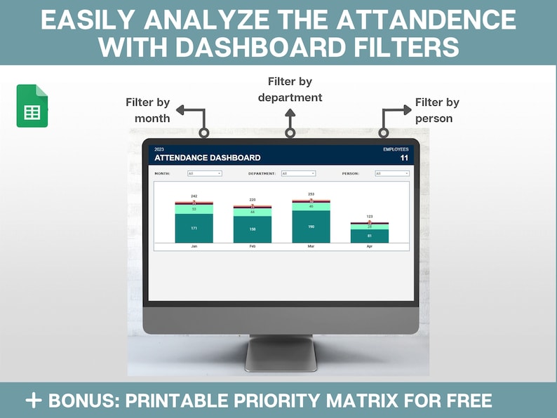 Digital Attendance Tracker: Google Sheets Template (digital Download ...