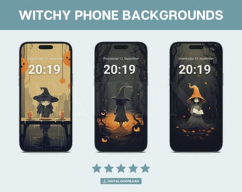 Witchy Phone Wallpaper - Autumn iPhone & Android Backgrounds (Digital Download)