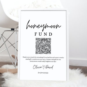 Honeymoon Fund Sign Template, Venmo Honeymoon Wish, Wedding Cash Gift, Minimalist, Editable Template, Instant Download, 8x10