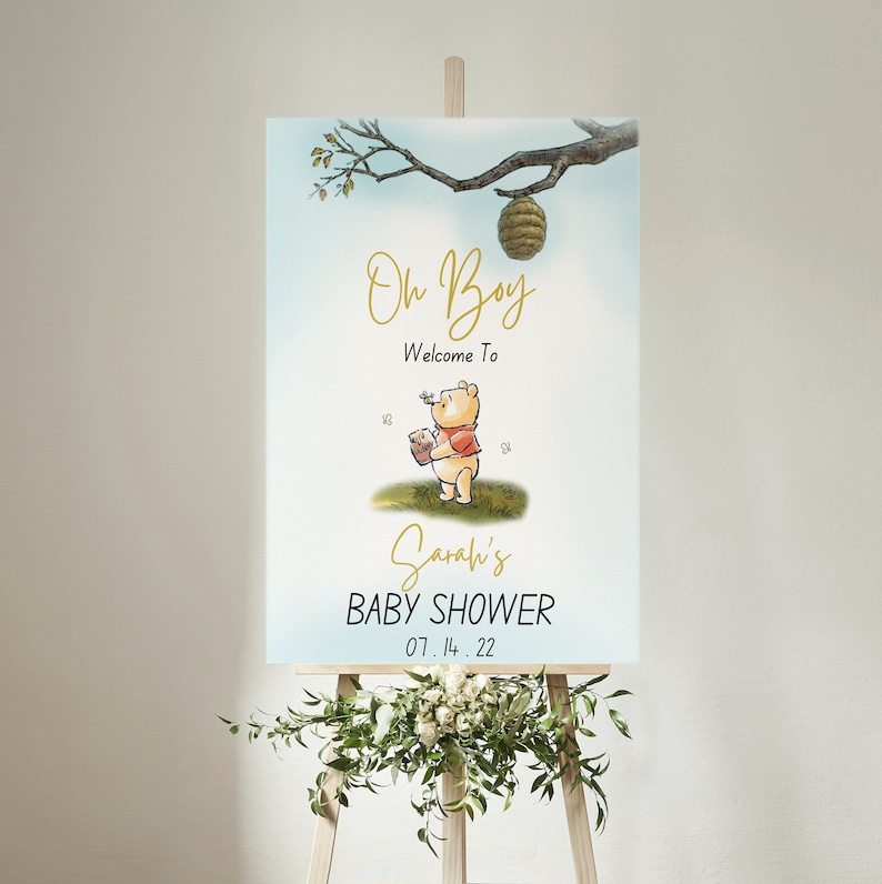 Winnie the Pooh Baby Shower Sign Oh Boy Sign Etsy Canada