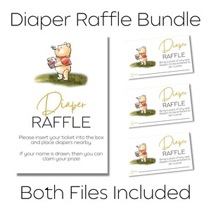 Winnie the Pooh Diaper Raffle Sign & Ticket Bundle, Pooh Bear Bring A ...