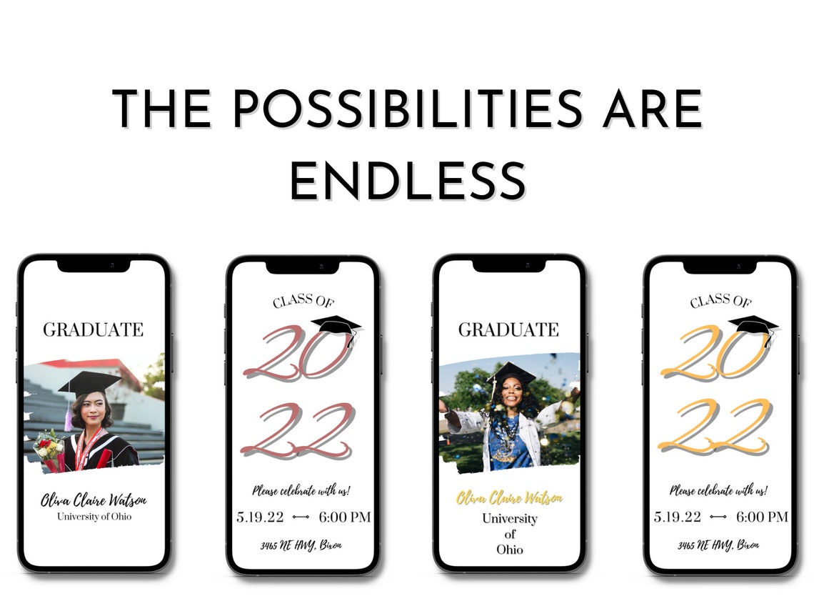 Graduation Invitation Template 2022, Instant Download, Phone Invite
