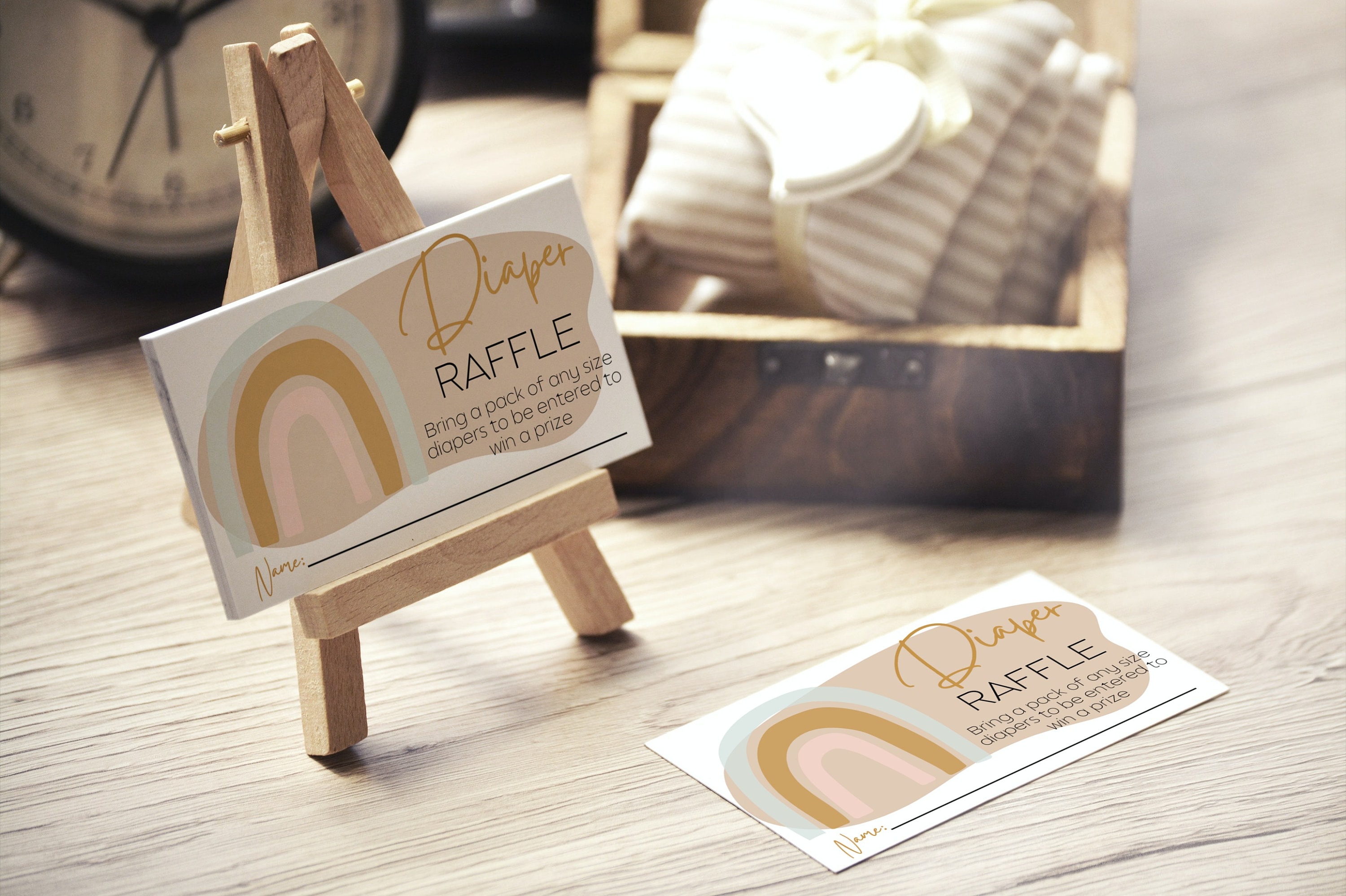 Boho Rainbow Diaper Raffle Sign & Ticket Bundle, Minimalistic Bring A ...