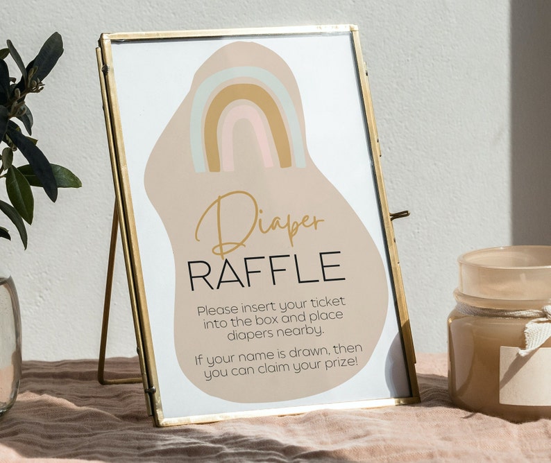 Boho Rainbow Diaper Raffle Sign & Ticket Bundle Minimalistic - Etsy