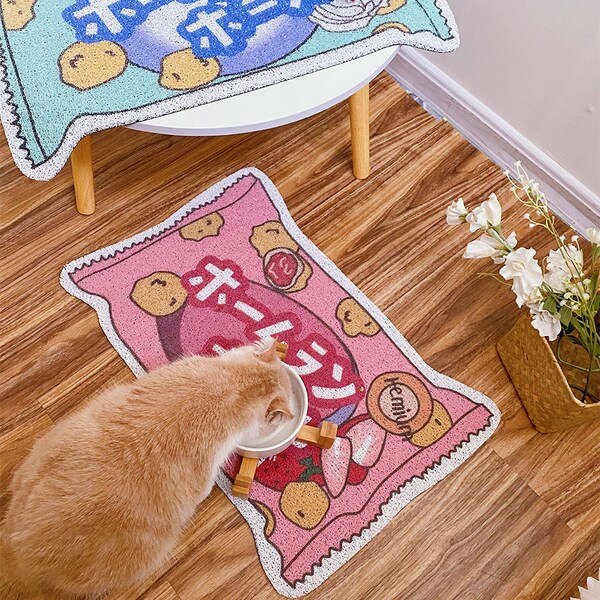 Pink Cat Feeding Mats Pet Food Mat EIOKIT Dog Food Mat Waterproof