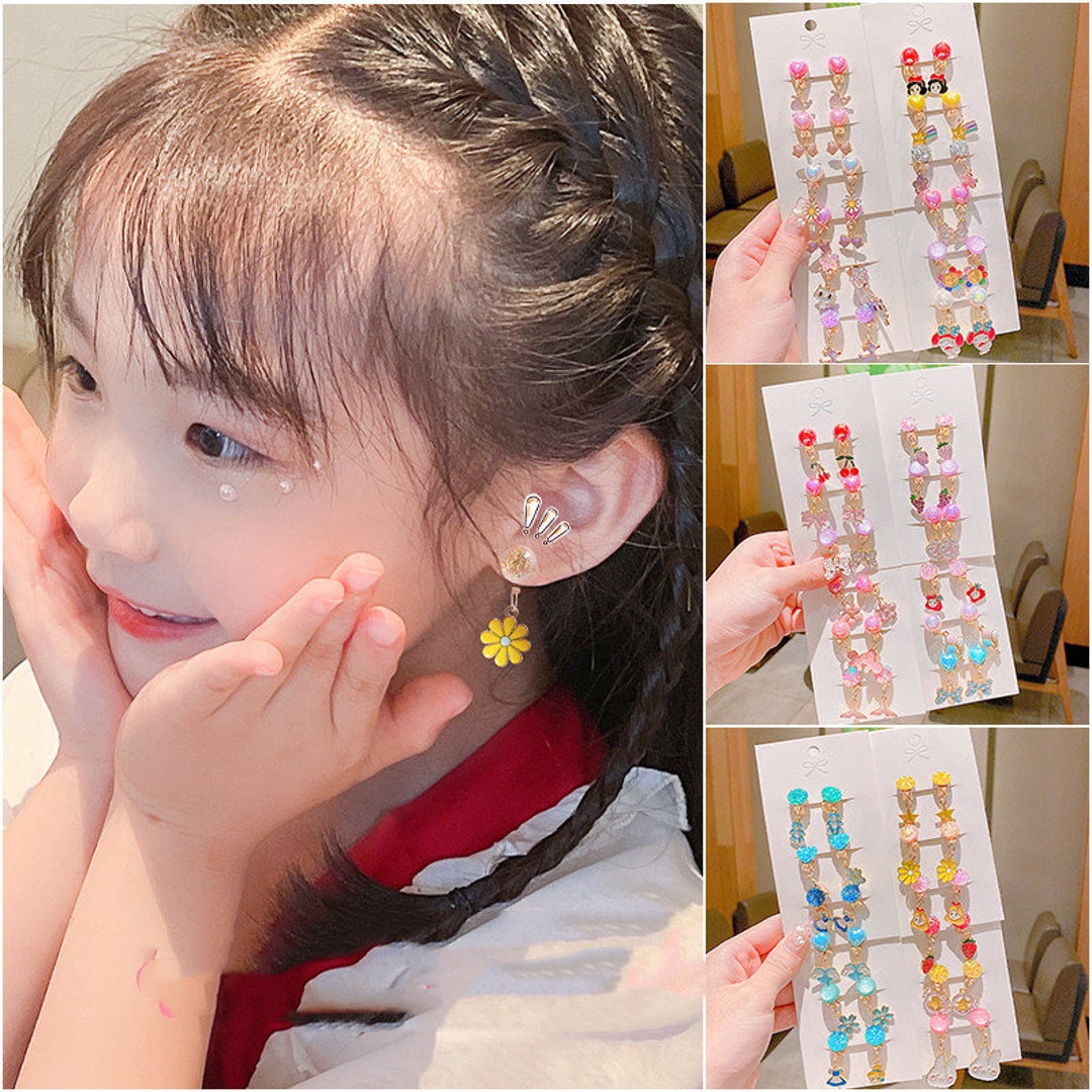 Cute Little Girl Clip on Earrings Set Flower and Animal No Etsy