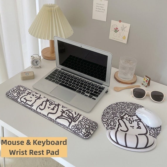 Cat Mouse Pad With Wrist Rest Kawaii Keyboard Desk Pad Etsy