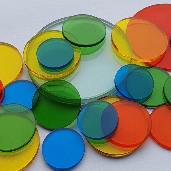 Transparent Glass Discs - Various Sizes & Colours Available