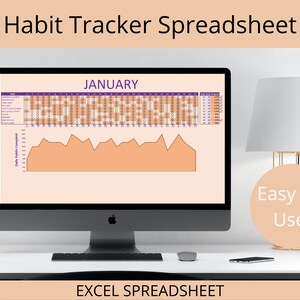 Habit Tracker Excel Spreadsheet | Daily, Monthly Habit Planner | Editable Habits and Goal Setting | Digital Download | Fully Automated