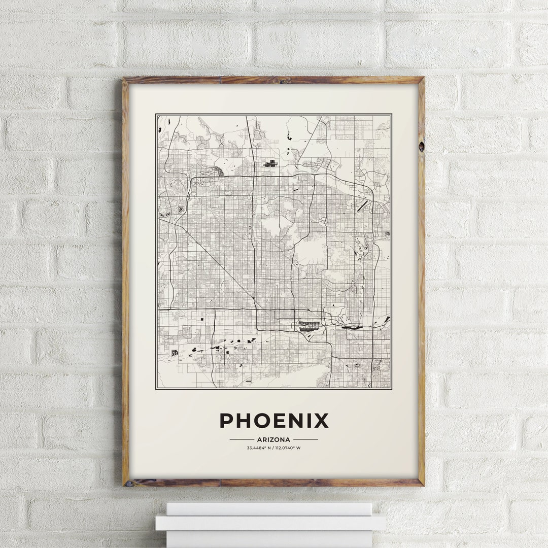 Phoenix Map Print, Phoenix Arizona Maps, City Map Prints, Wall Art ...