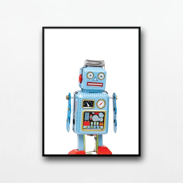 Robot Print, Robot Poster, Robot Decor, Robot Wall Art, Robot Nursery Art, Playroom Wall Art, Kid Art, Toy Photography, Printable Download