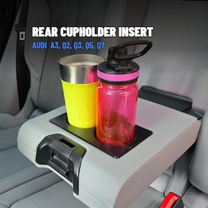 Audi Upgraded Rear Cupholder Insert | Q5 Q7 Q8 Q3 Q2 A3 | Fits Large Water Bottles