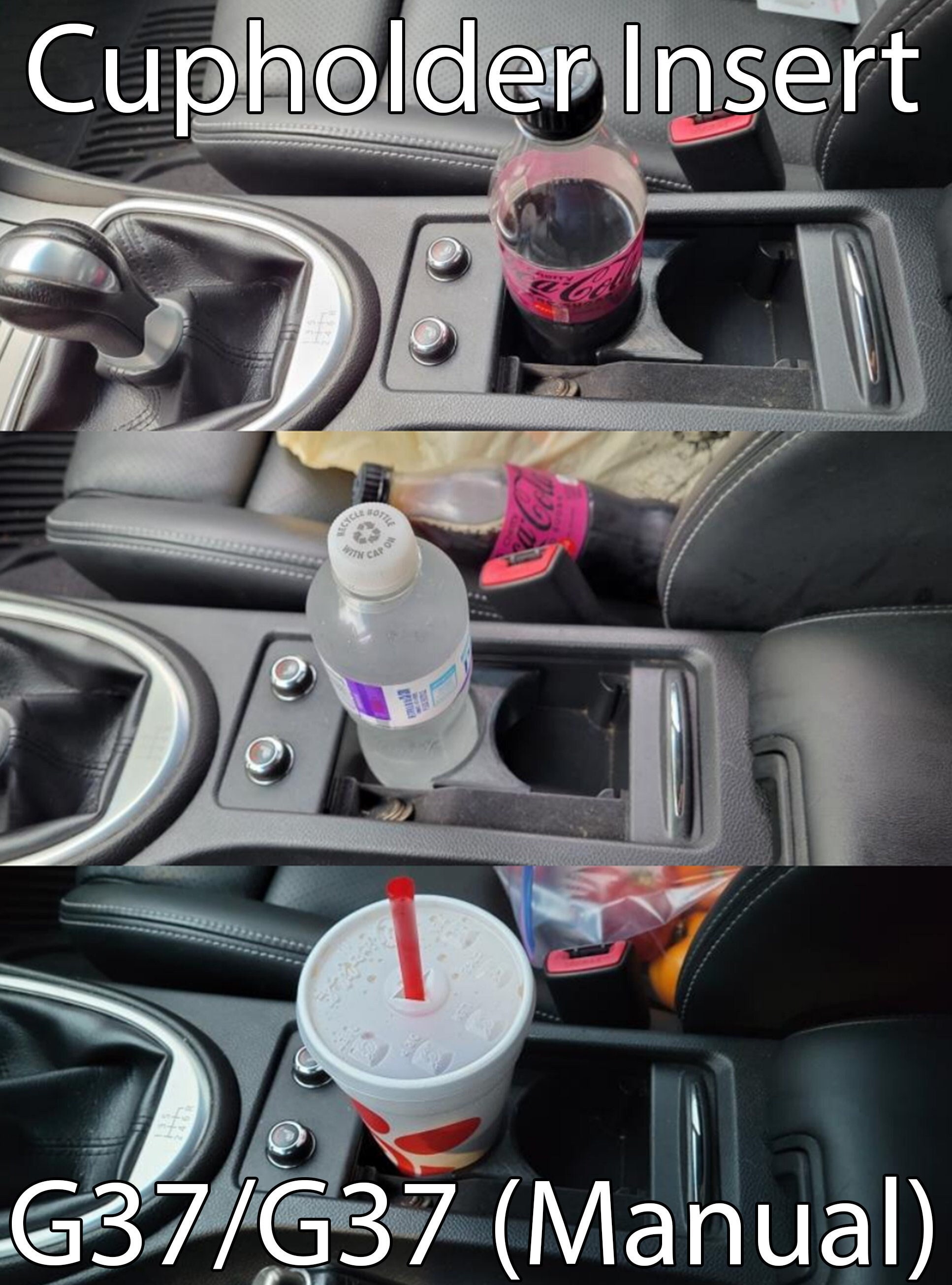 CustomAutopartsLLC Black Cupholder Divider Insert For Nissan 350Z, Infiniti G35/G37 (2006-2009) – Secure Fit