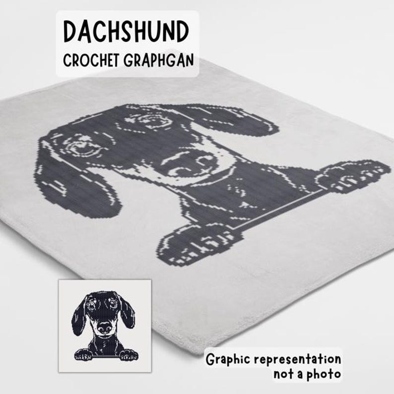 Dog Graphgan Patterns Dachshund Crochet Blanket Pattern Made Using Sc Graphgan Chart Dog - Etsy
