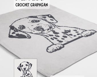 Padrão de manta de crochê dálmata feito usando gráfico sc graphgan