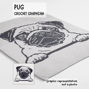 Pug crochet blanket pattern made using sc graphgan chart dog