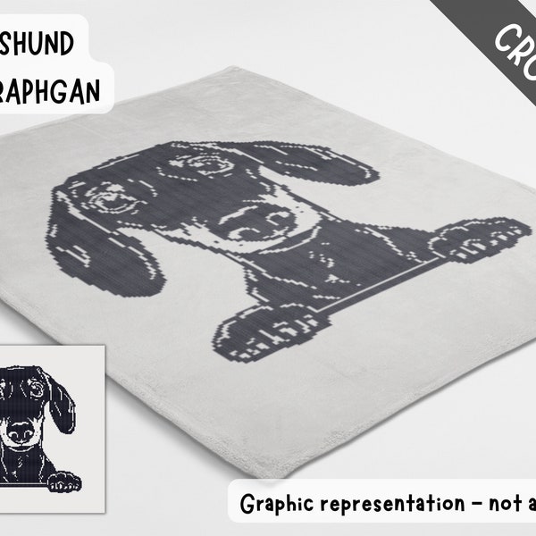 Dachshund crochet blanket pattern made using sc graphgan chart AmStaff dog