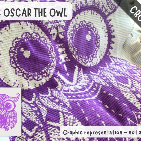 Owl crochet blanket pattern made using hdc graphgan chart for afghan Oscar the owl cute