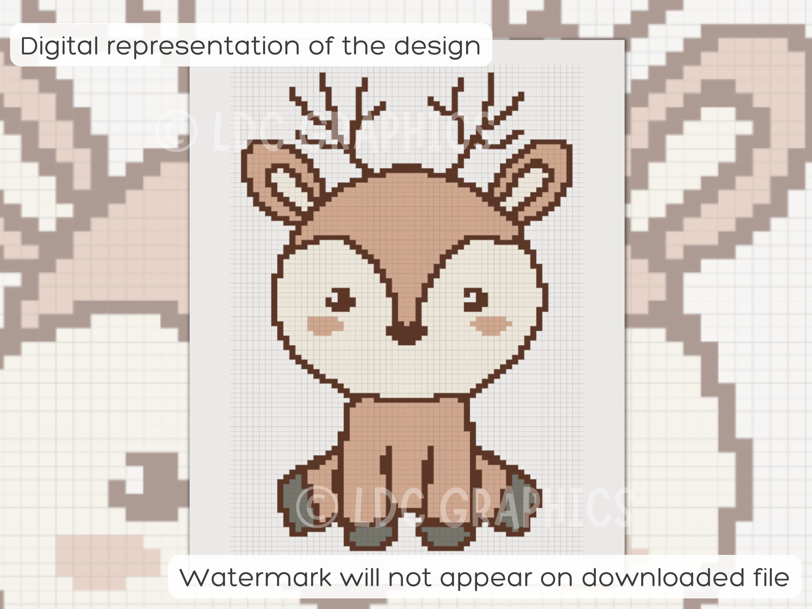 Deer Crochet Blanket Pattern Made Using Sc Graphgan Chart Cute Animal