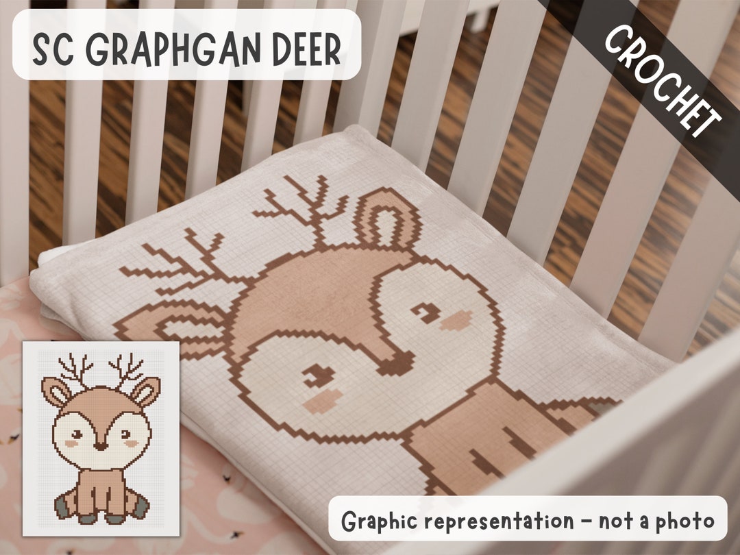 Deer Crochet Blanket Pattern Made Using Sc Graphgan Chart Cute Animal