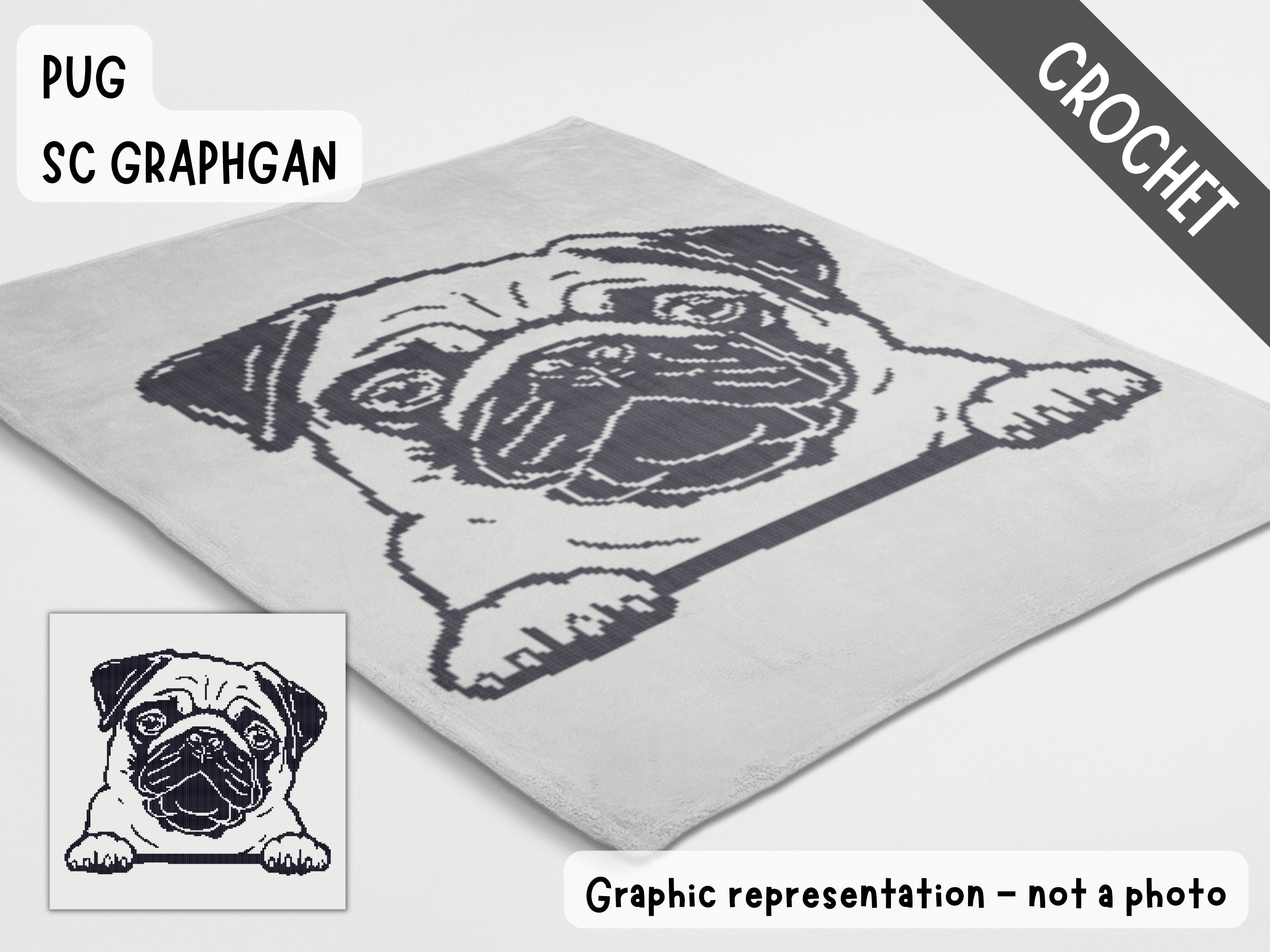 Pug Crochet Pattern Blanket