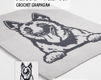 Padrão de manta de crochê para cão pastor belga malinois, feito com o gráfico sc graphgan.