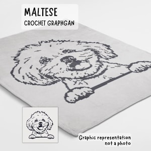 Maltees gehaakt dekenpatroon gemaakt met sc graphgan chart dog