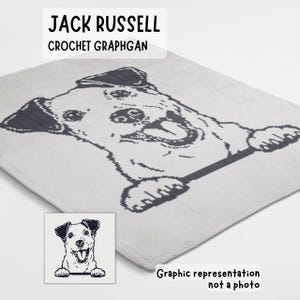 Wzór na szydełkowy kocyk Jack Russell wykonany przy użyciu schematu SC Graphgan dla psa