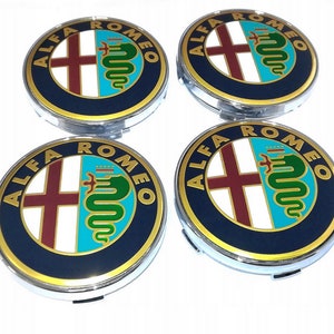 4x Cover Hub Alfa Romeo Gold Centre Logo Wheel 60mm -  UK