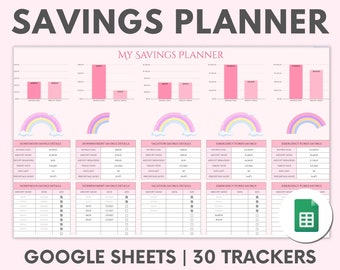 Digital Savings Planner Spreadsheet Purple Google sheets Savings Template Progress Tracker Sheet Savings Goal Tracker Digital budget Planner
