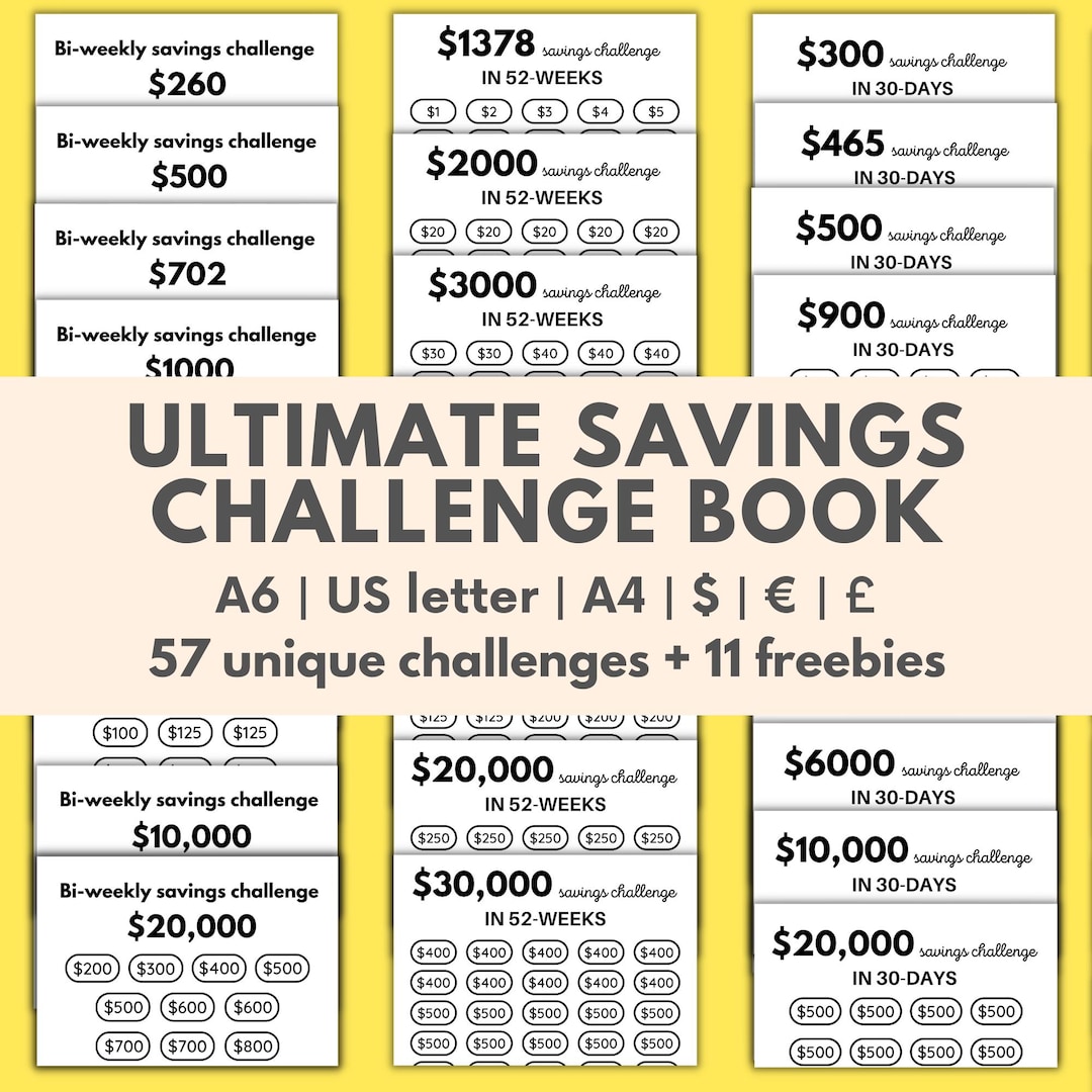 5000 Savings Challenge 10k 30k Savings Challenge 26 Week 100 Days ...