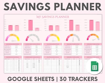 Digital Savings Planner Spreadsheet Pink Google sheets Savings Template Progress Tracker Sheet Savings Goal Tracker Digital budget Planner
