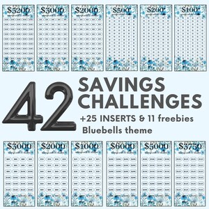 Savings Challenge Printable Savings Challenge Bundle A6 Sized Mini Savings Trackers 1000 3000 5000 Savings Challenge 12 month money savings