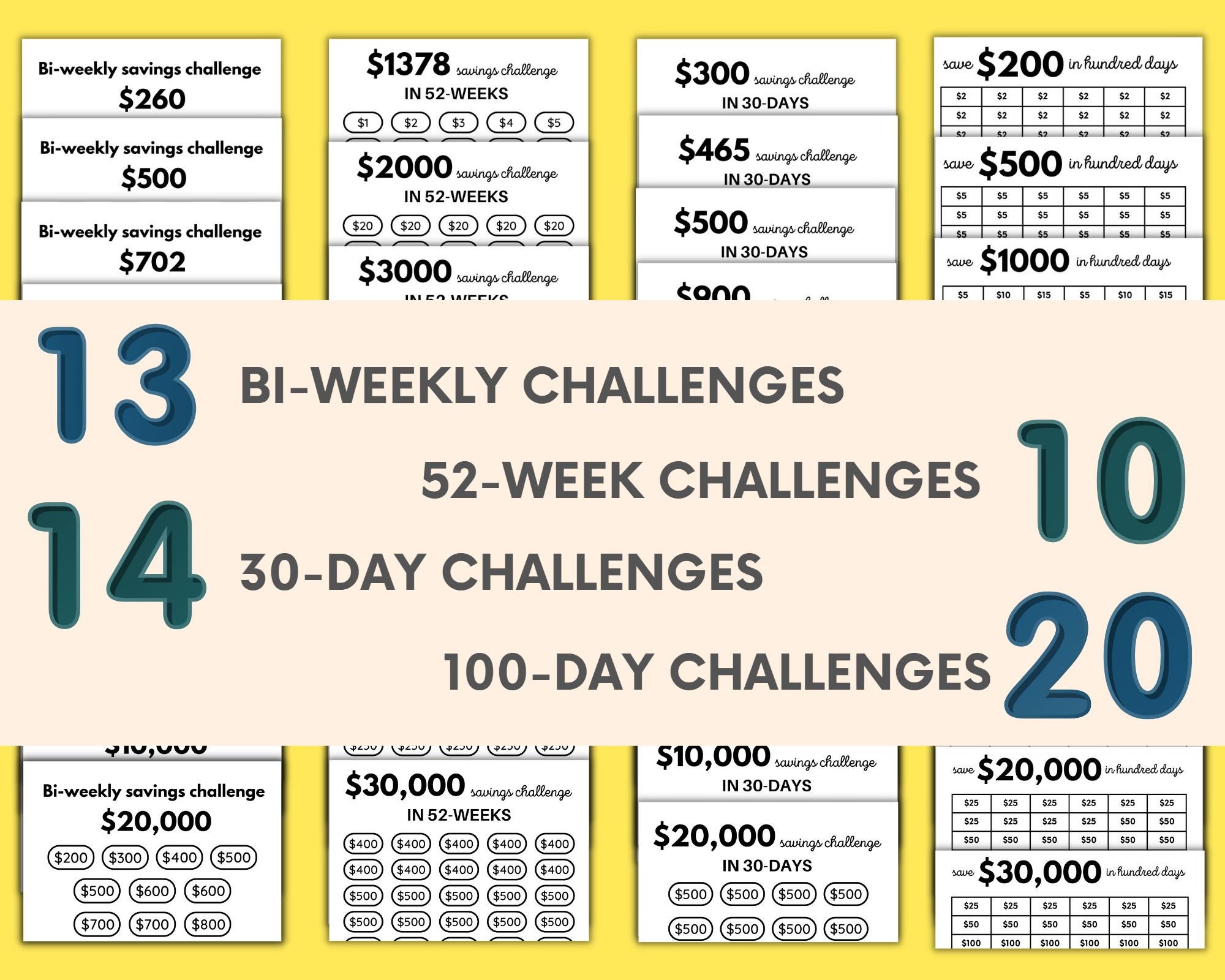 5000 Savings Challenge 10k 30k Savings Challenge 26 Week 100 Days ...