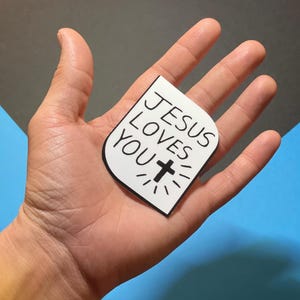 Jesus Loves You Sticker: Weatherproof Vinyl Christian Decal